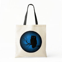 Spooky Owl Blue Moon Canvas Bags