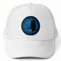 Spooky Owl Blue Moon Trucker Hats