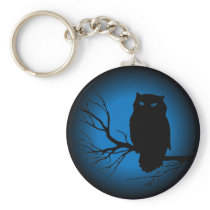 Spooky Owl Blue Moon Keychain