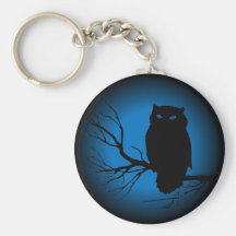 Spooky Owl Blue Moon Keychain