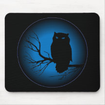 Spooky Owl Blue Moon Mousepad