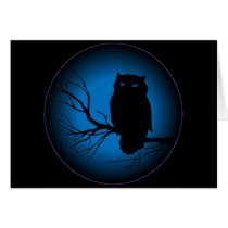 Spooky Owl Blue on Greeting Cards