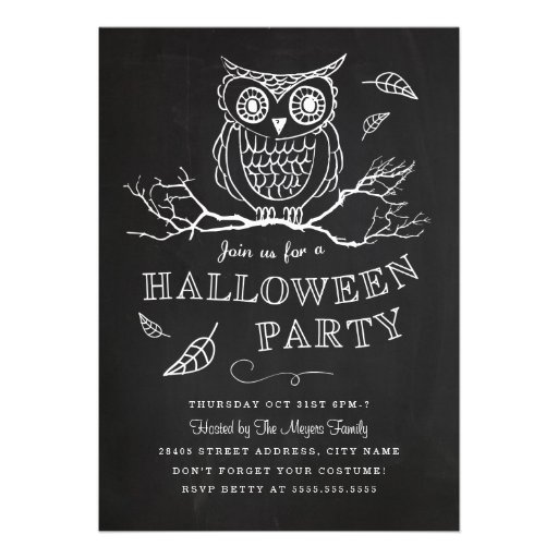 Spooky Owl Halloween Party Invitation (front side)