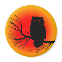 Spooky Owl Refrigerator Magnets