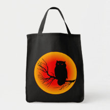 Spooky Owl Sun Moon Tote Bags