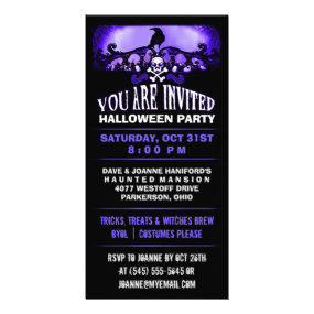 Spooky Raven Purple & Black Halloween Party Invite