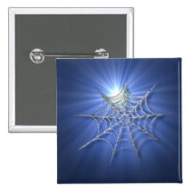 Spooky Shiny Spiderweb Pinback Button