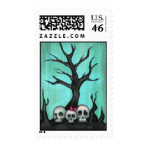 Spooky Skull Tree Stamps