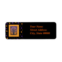 Spooky Tree & Spider Web Halloween Label