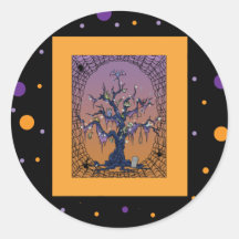 Spooky Tree & Spider Web Halloween Sticker