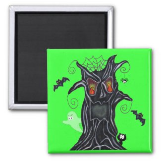 Spooky Tree With Halloween Friends Magnet