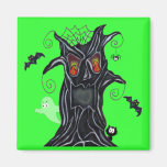 Spooky Tree With Halloween Friends Magnet