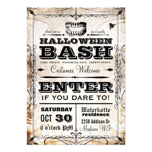 Spooky Vintage Halloween Party Invitation (front side)