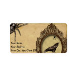 Spooky Vintage Raven and Spider Halloween Personalized Address Labels