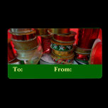 Spools of Christmas Ribbon Gift Tag Shipping Labels