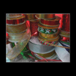 Spools of Christmas Ribbon Postcard