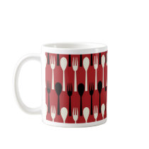 Spoon & fork - Red Mug by HoodiesCollection Spoon & fork - Red Mug