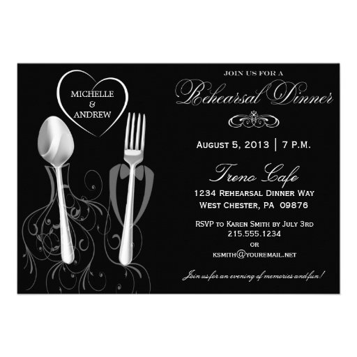 Spoon & Fork Wedding Rehearsal Dinner Invitations