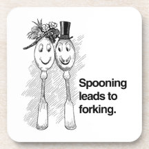 Spooning leads to forking beverage coaster