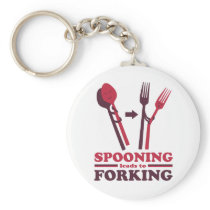 Spooning Leads to Forking Love Romance Keychain