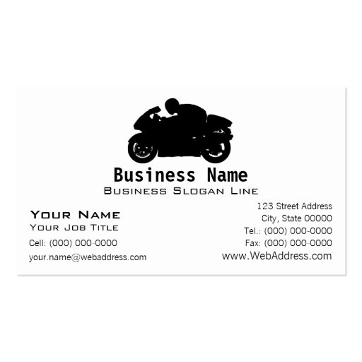 Sport Bike Motorcycle Business Card (front side)