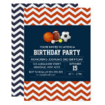Sport chevron theme birthday boy party card