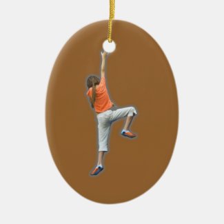 Sport Climbing Double-Sided Oval Ceramic Christmas Ornament