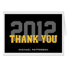 Sport Guy Graduation Thank You Black Gold Cards