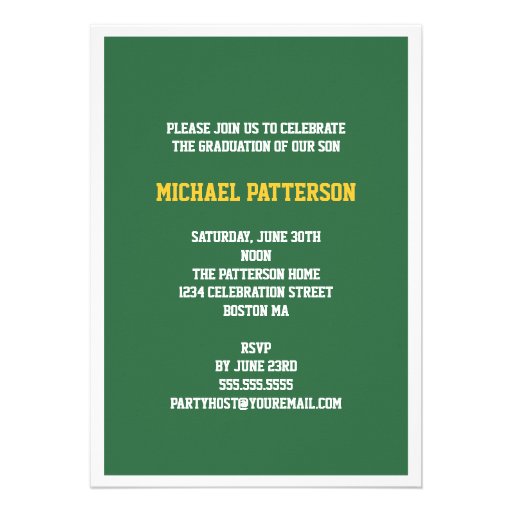 Sport Guy Photo Graduation Party Invitation Green