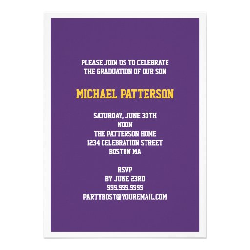 Sport Guy Photo Graduation Party Invitation Purple