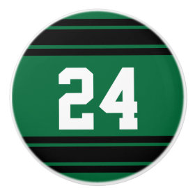 Sport Stripes Dark Green and Black with Number Ceramic Knob