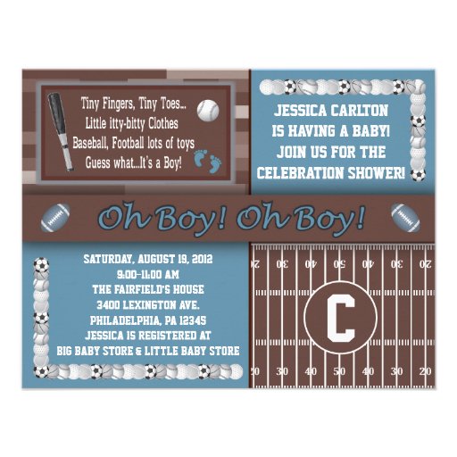 Sports Baby Shower Invitations (front side)