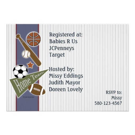 Sports Baby Shower Personalized Invite
