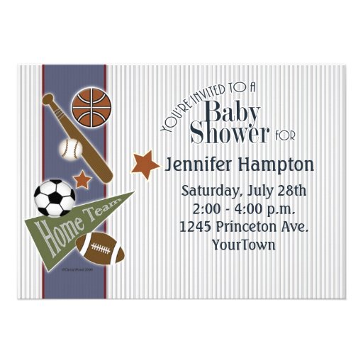Sports Baby Shower Personalized Invite (front side)