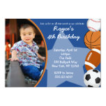 Sports Baseball Basketball Birthday Invitations