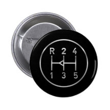 Sports car gear knob, transmission shift pattern buttons