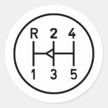 Sports car gear knob, transmission shift pattern round sticker