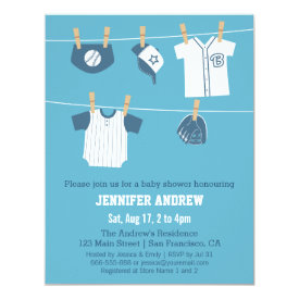 Sports Clothes Baseball Baby Shower Invitations