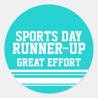 Sports day runner-up great effort sticker teal