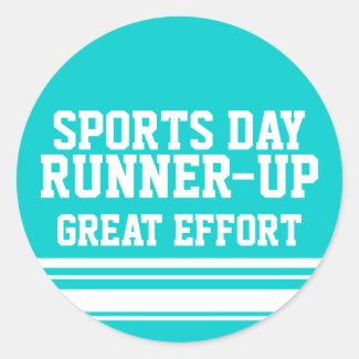 Sports day runner-up great effort sticker teal