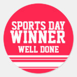 Sports day Winner well done sticker red