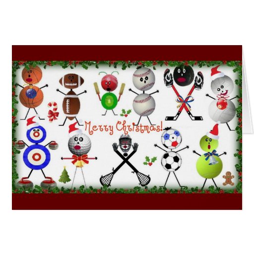 Sports Filled Merry Christmas Cards Zazzle