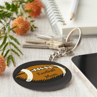 Sports Football Mom Brown and Black Keychain