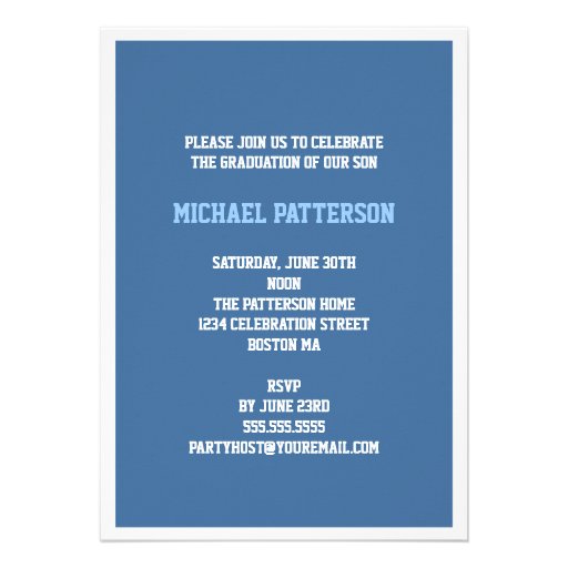 Sports Guy Photo Graduation Party Invitation Blue