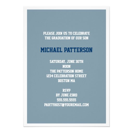Sports Guy Photo Graduation Party Invitation Blue