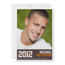 Sports Guy Photo Graduation Party Invitation Brown