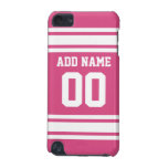 Sports Jersey with Name and Number - Pink White iPod Touch (5th Generation) Cover