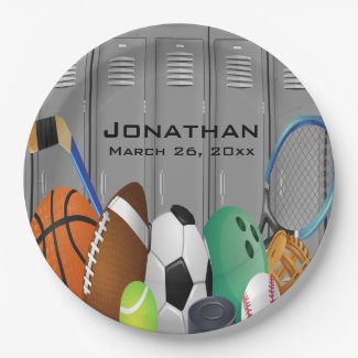 Sports Locker Room Design Paper Party Plate