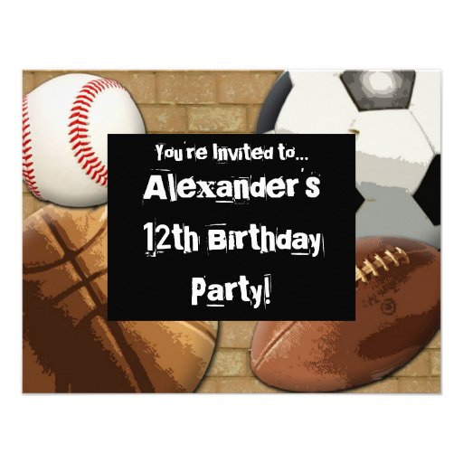 Sports Party Personalized Invitation