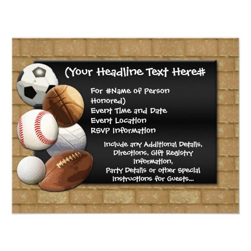 Sports Party Personalized Invitation
